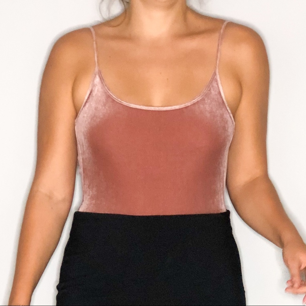 Zara Pink Velvet Bodysuit